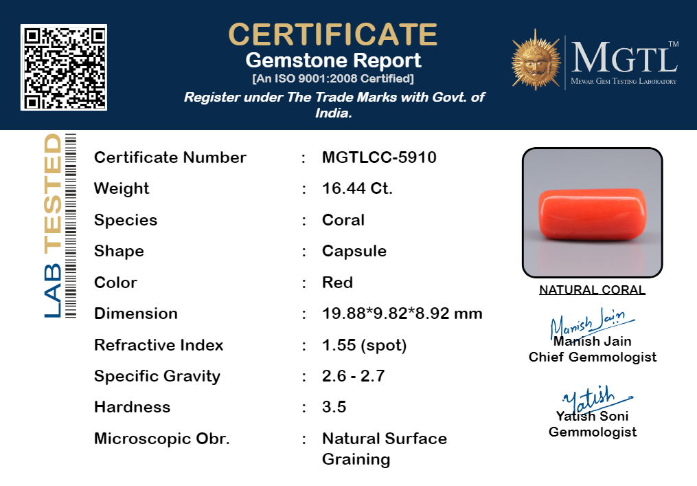 Red Coral (Moonga) - 16.44 Carats