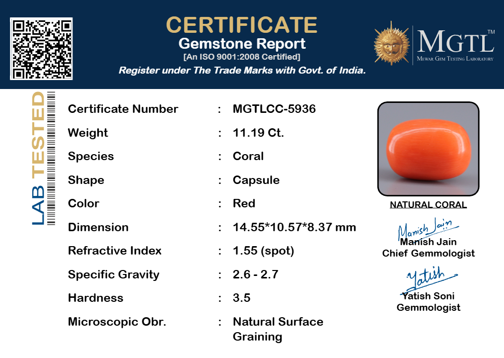 Red Coral (Moonga) - 11.19 Carats