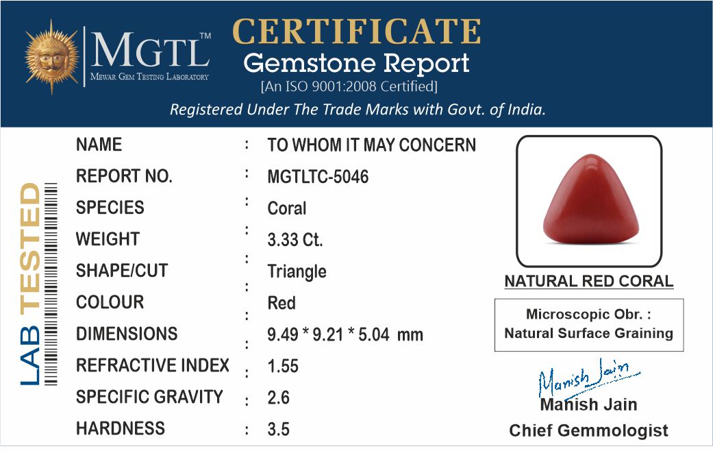 Red Coral (Moonga) - 3.33 Carats