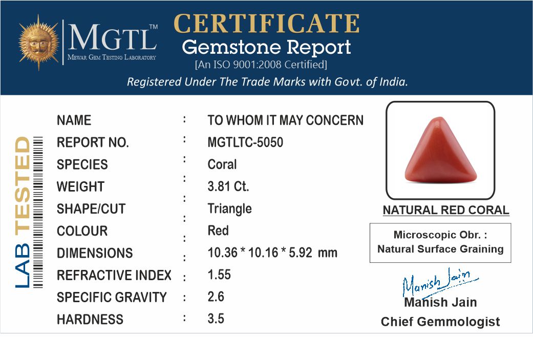 Red Coral (Moonga) - 3.81 Carats