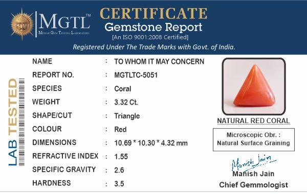 Red Coral (Moonga) - 3.32 Carats