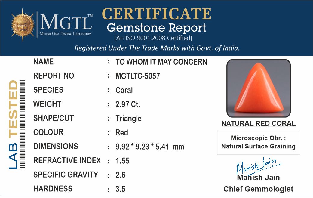 Red Coral (Moonga) - 2.97 Carats