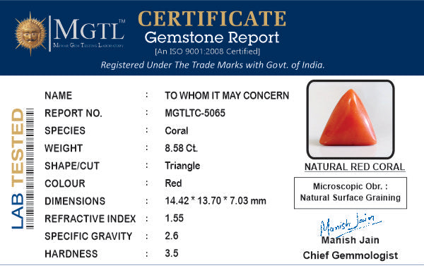 Red Coral (Moonga) - 8.58 Carats