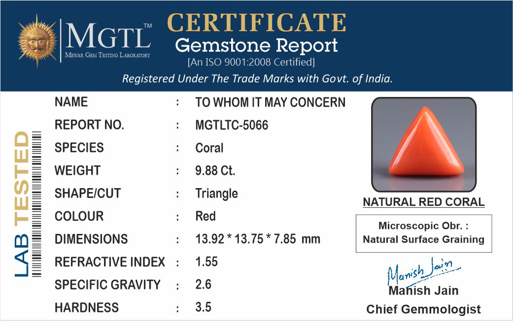 Red Coral (Moonga) - 9.88 Carats