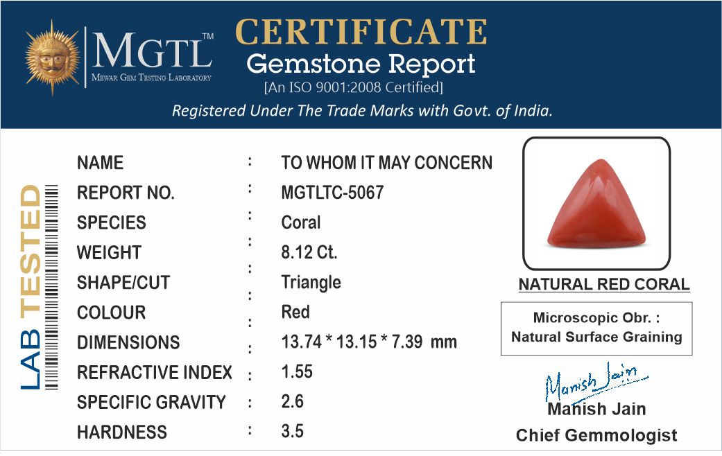 Red Coral (Moonga) - 8.12 Carats