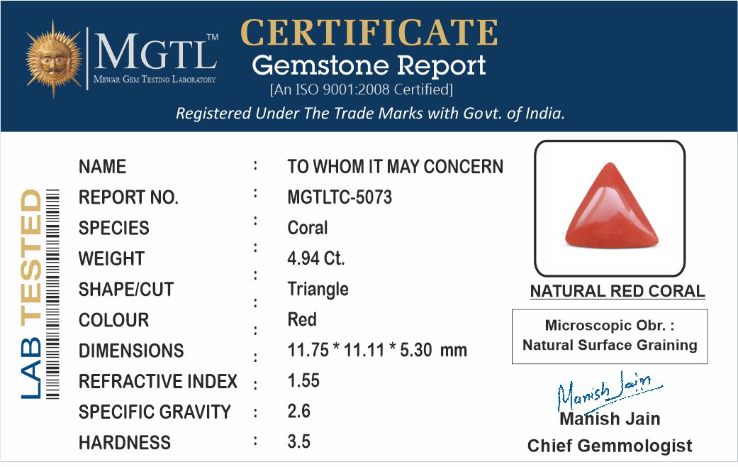 Red Coral (Moonga) - 4.94 Carats
