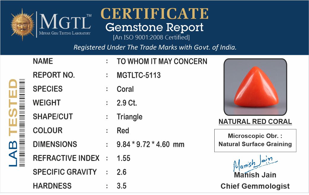 Red Coral (Moonga) - 2.90 Carats