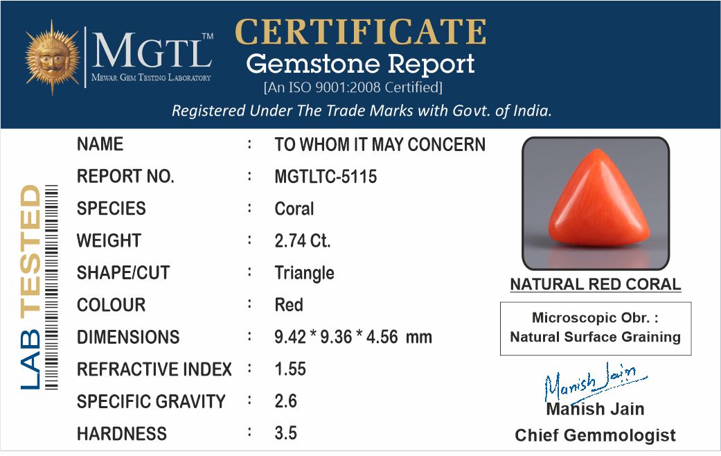 Red Coral (Moonga) - 2.74 Carats