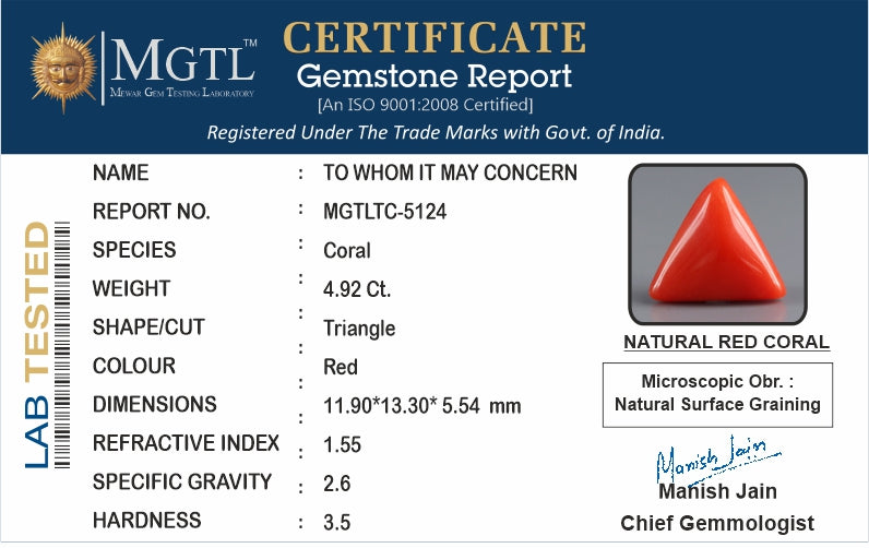 Red Coral (Moonga) - 4.92 Carats