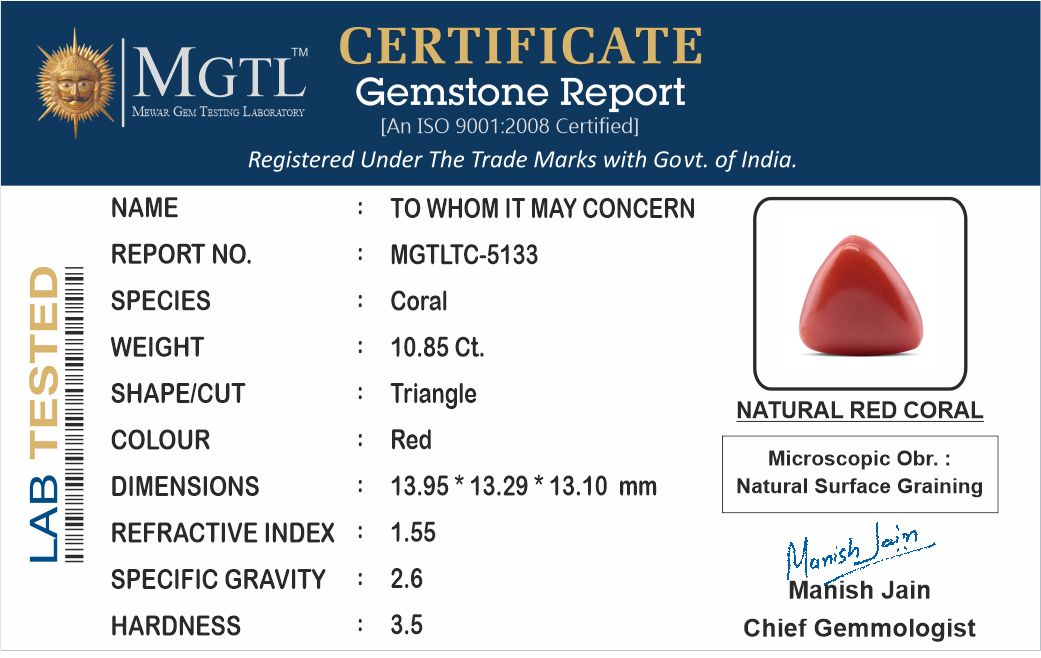 Red Coral (Moonga) - 10.85 Carats