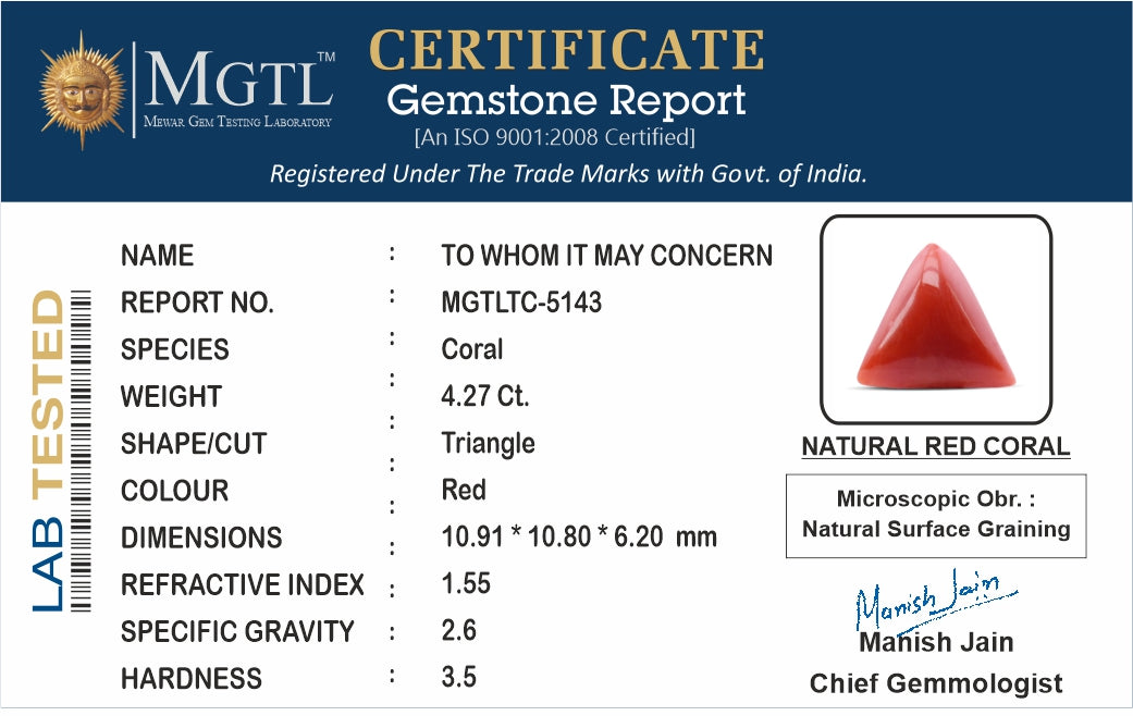Red Coral (Moonga) - 4.27 Carats