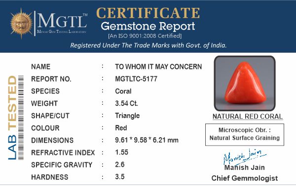 Red Coral (Moonga) - 3.54 Carats