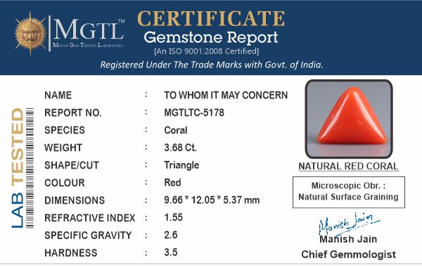 Red Coral (Moonga) - 4.01 Carats