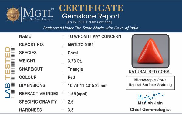 Red Coral (Moonga) - 3.73 Carats
