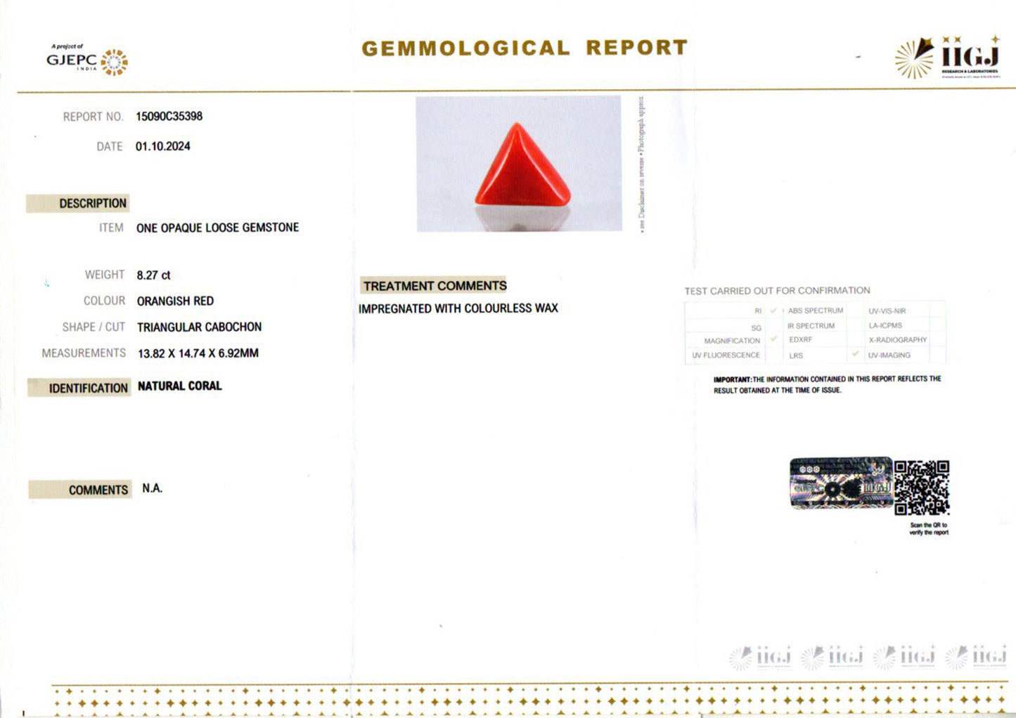 Red Coral (Moonga) - 8.27 Carats