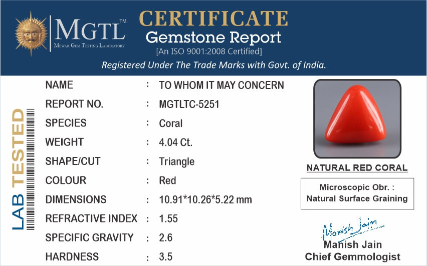 Red Coral (Moonga) - 4.04 Carats