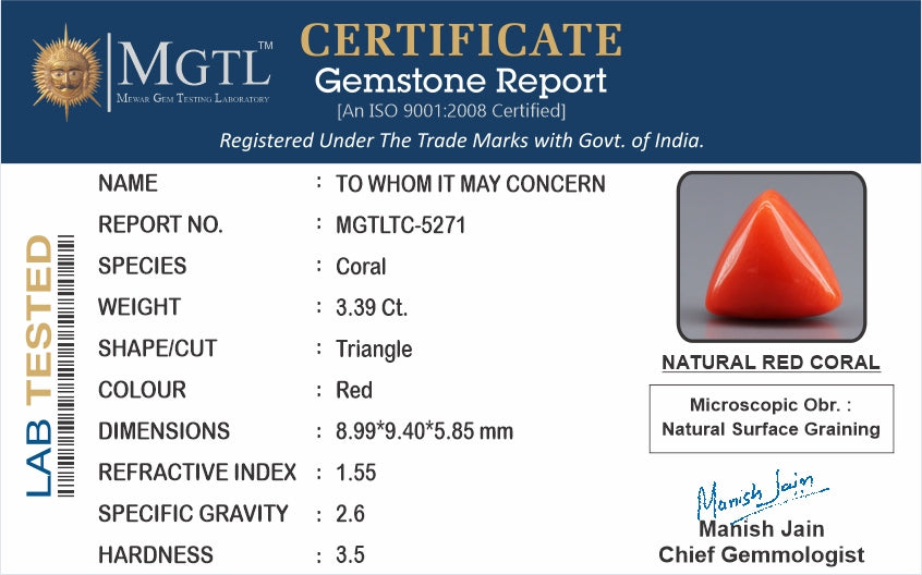 Red Coral (Moonga) - 3.39 Carats