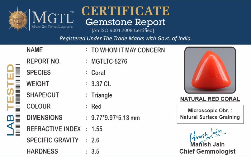 Red Coral (Moonga) - 3.37 Carats