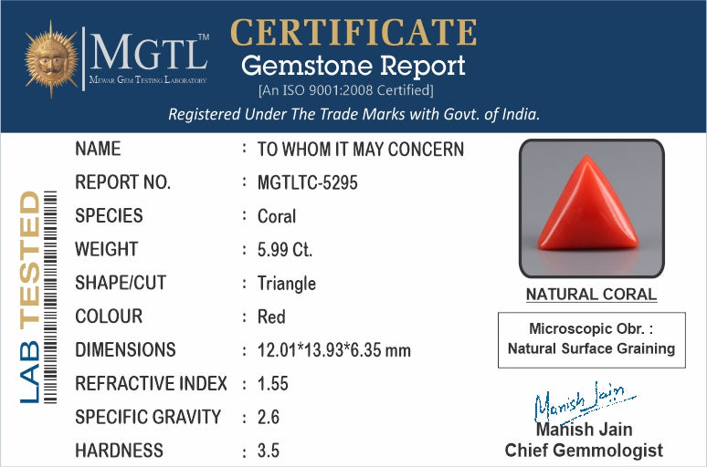 Red Coral (Moonga) - 5.99 Carats