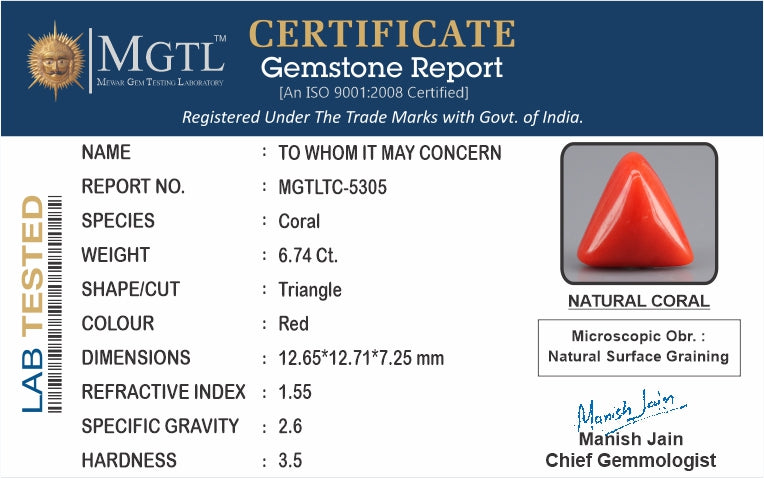 Red Coral (Moonga) - 6.74 Carats