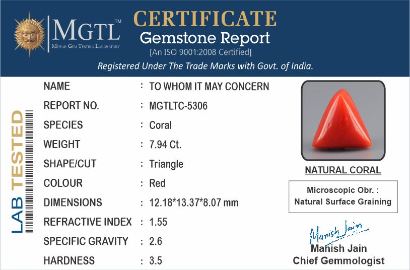 Red Coral (Moonga) - 7.94 Carats