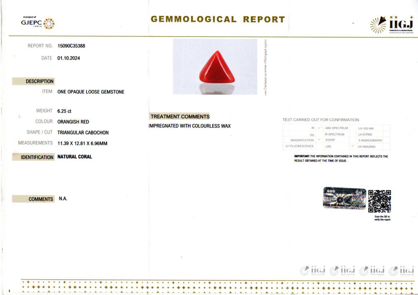 Red Coral (Moonga) - 6.25 Carats