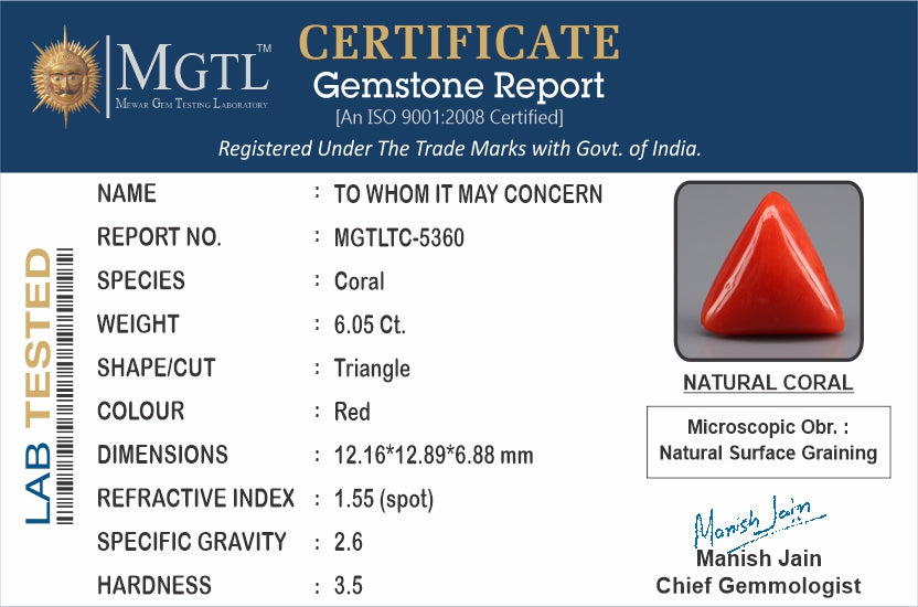 Red Coral (Moonga) - 6.05 Carats