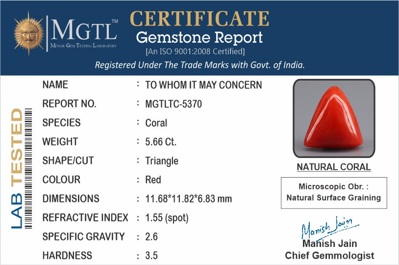 Red Coral (Moonga) - 5.66 Carats