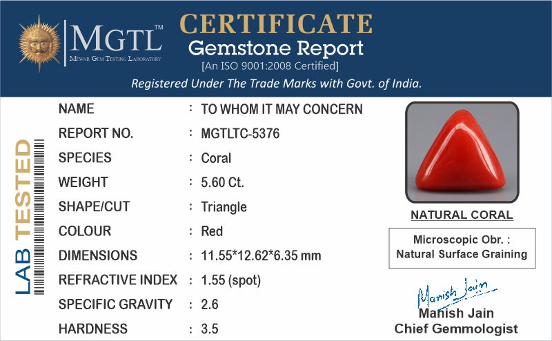 Red Coral (Moonga) - 5.60 Carats