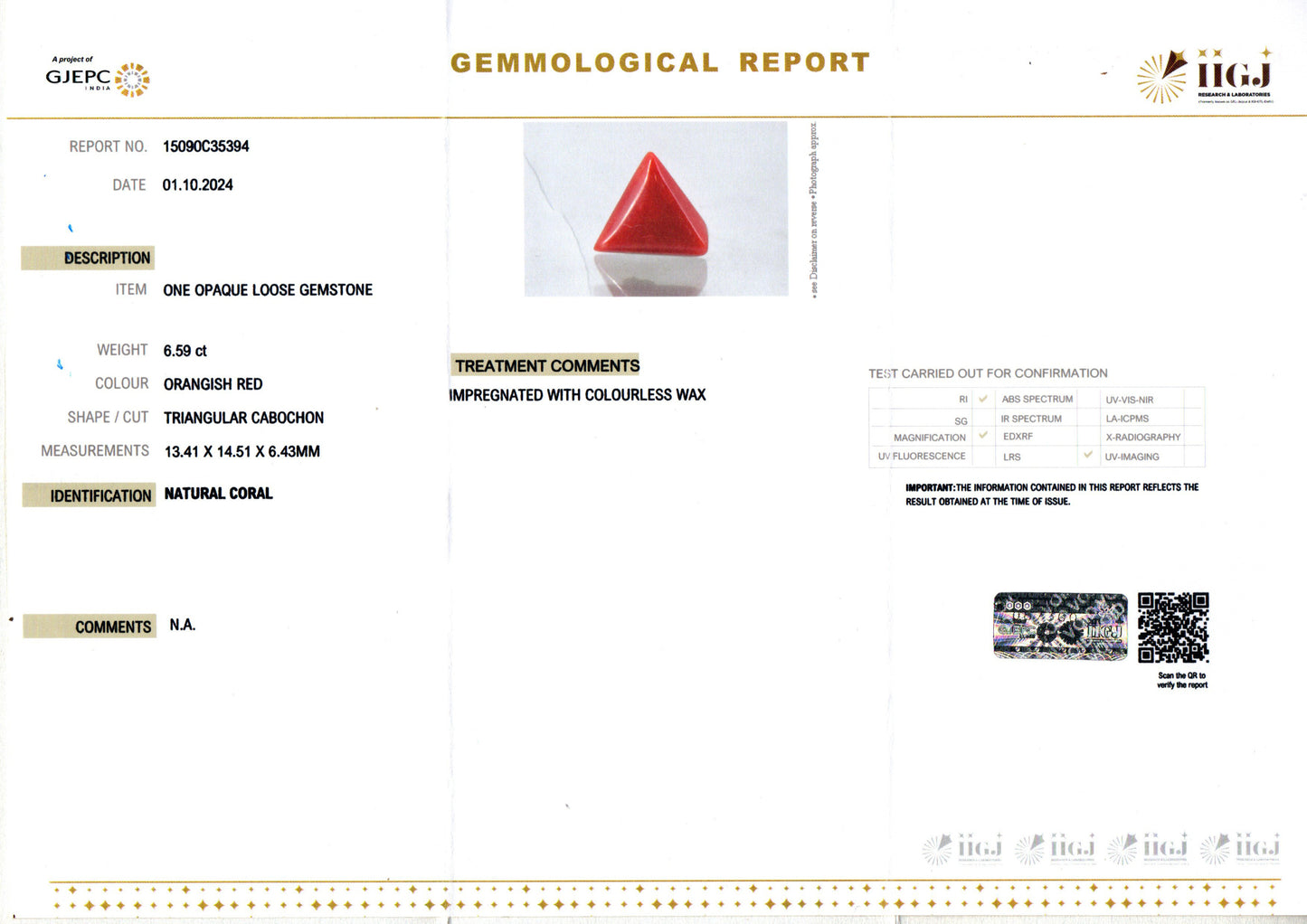 Red Coral (Moonga) - 6.59 Carats