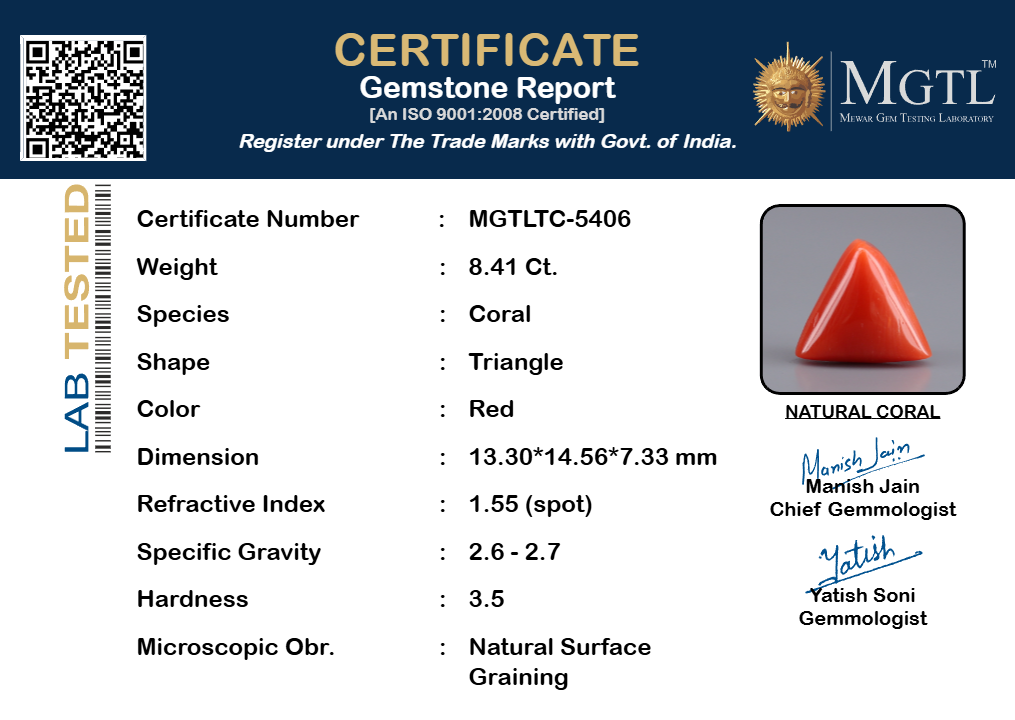 Red Coral (Moonga) - 8.41 Carats