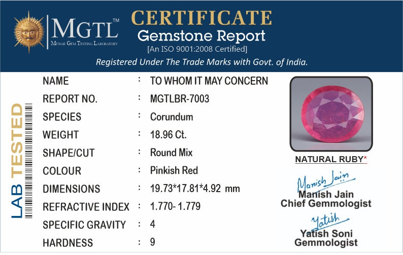 Ruby (Manik) - 18.96 Carats