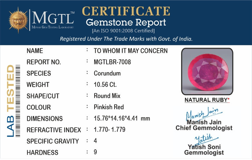 Ruby (Manik) - 10.56 Carats