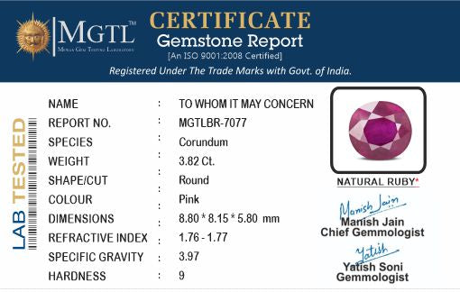 Ruby (Manik) - 3.82 Carats