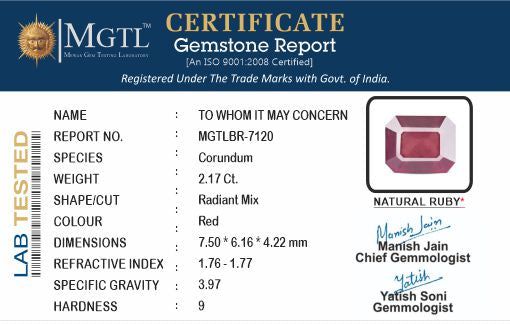 Ruby (Manik) - 2.17 Carats