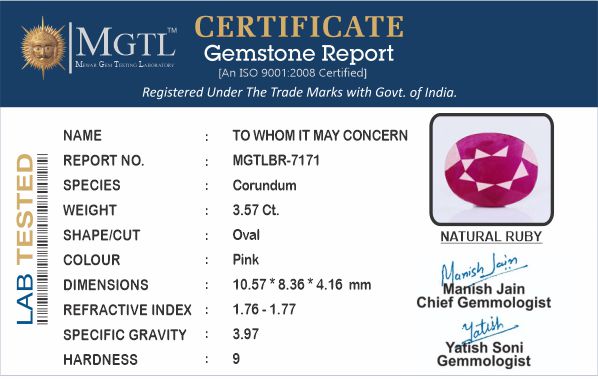 Ruby (Manik) - 3.57 Carats