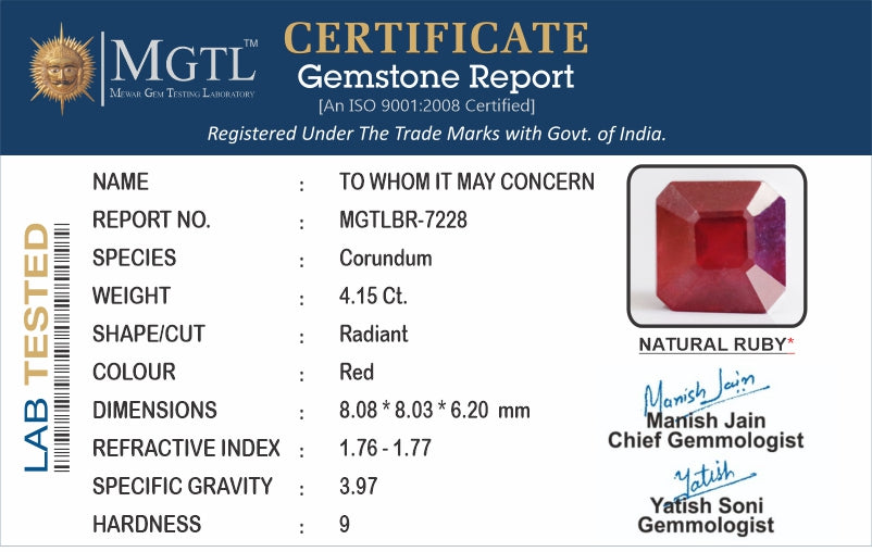 Ruby (Manik) - 4.15 Carats
