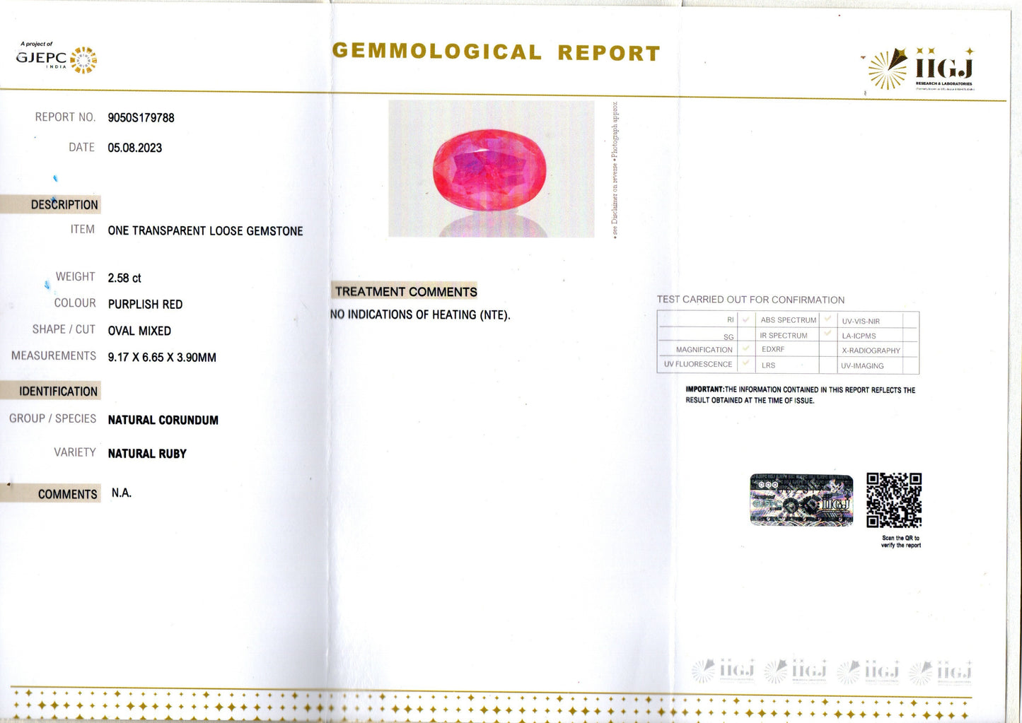 Ruby (Manik) - 2.58 Carats
