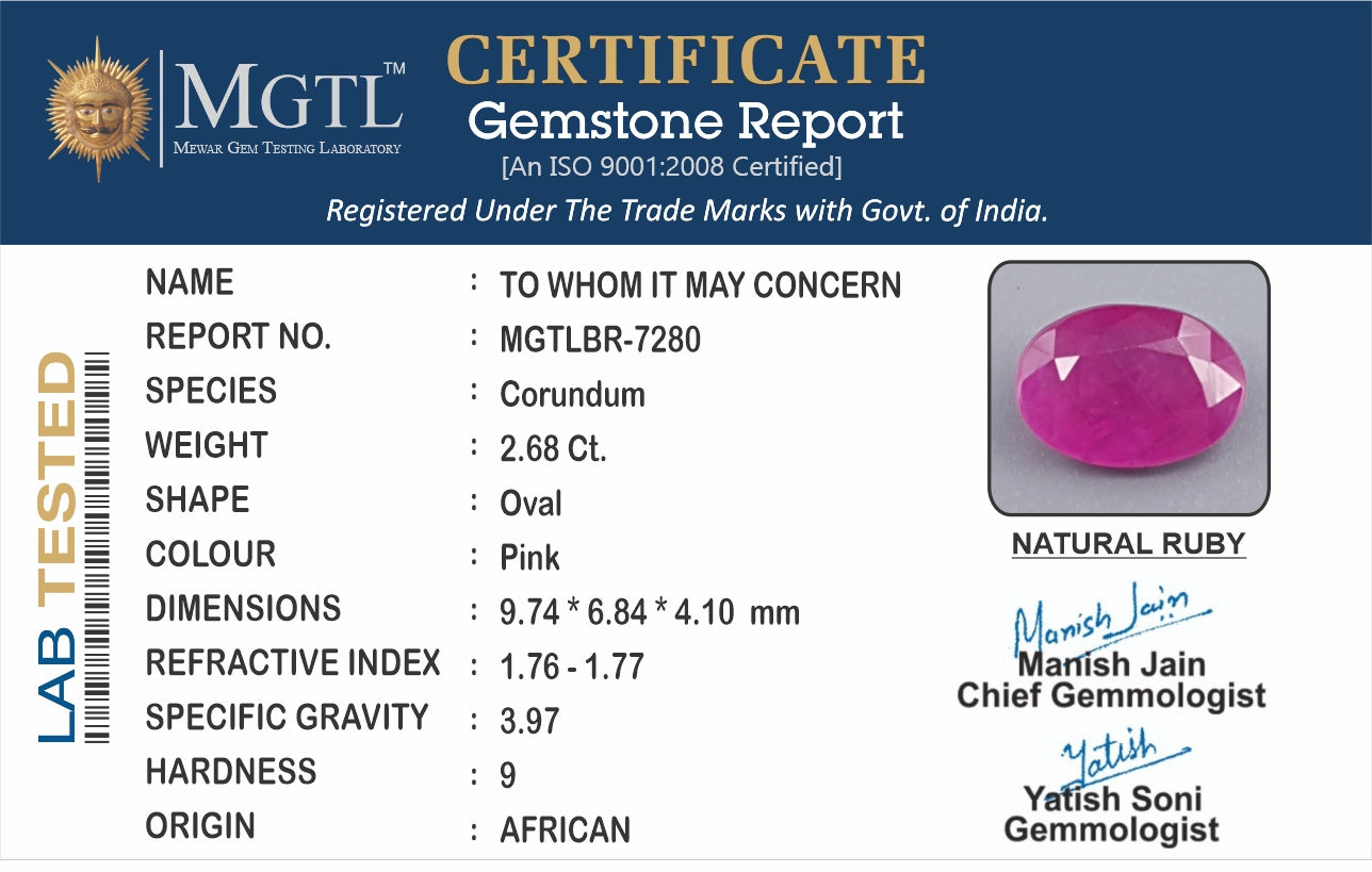 Ruby (Manik) - 2.68 Carats