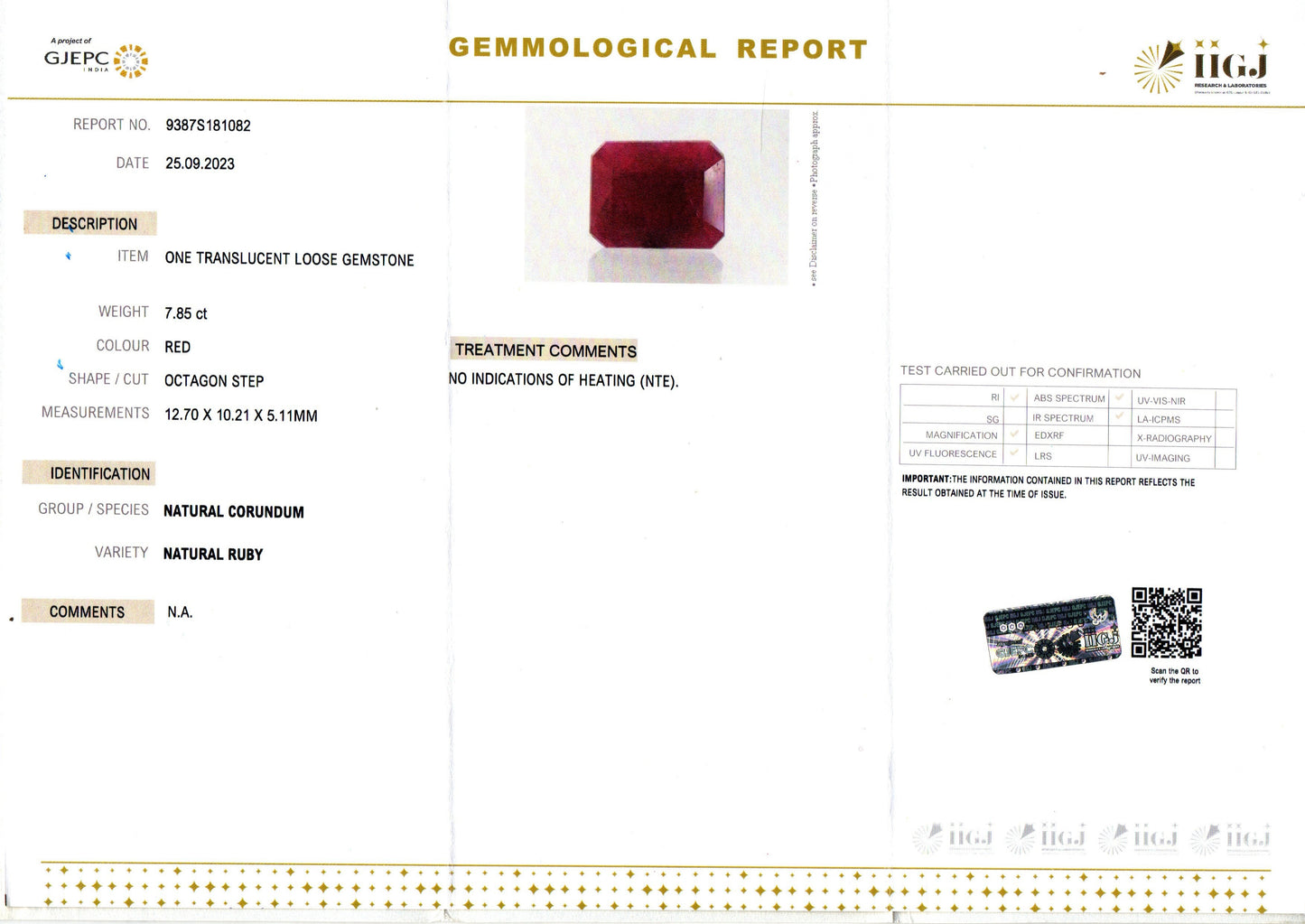 Ruby - 7.85 Carats (Manik - 8.56 Ratti)