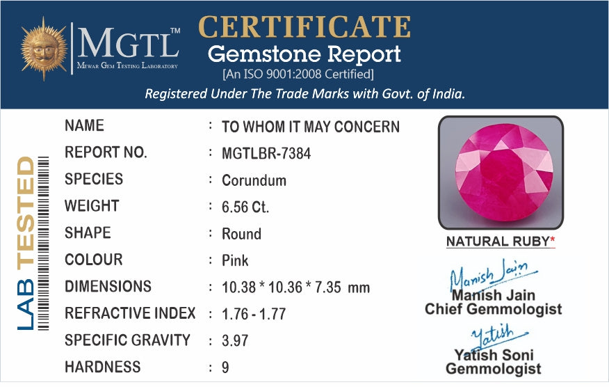 Ruby (Manik) - 6.56 Carats