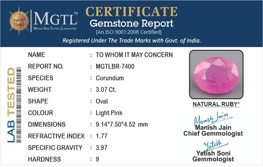 Ruby (Manik) - 3.07 Carats