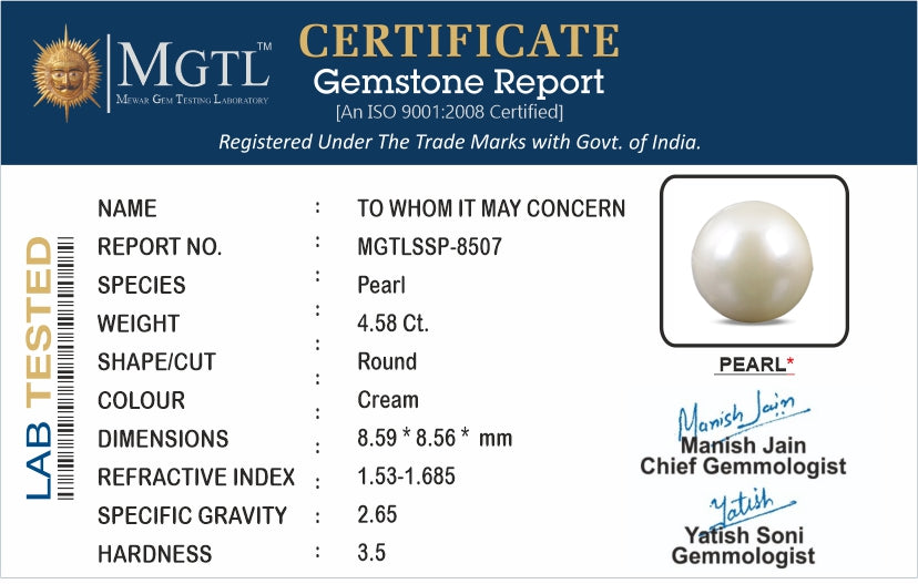 South Sea Pearl - 4.58 Carats (Moti - 4.99 Ratti)
