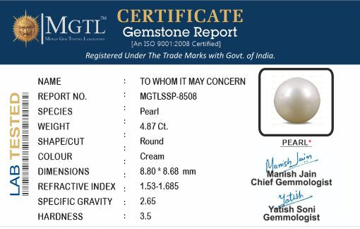 South Sea Pearl - 4.87 Carats (Moti - 5.31 Ratti)