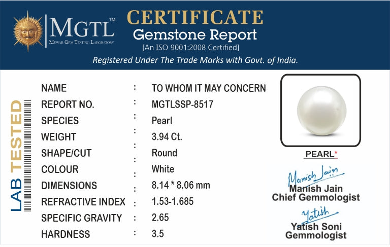 South Sea Pearl - 3.94 Carats (Moti - 4.29 Ratti)