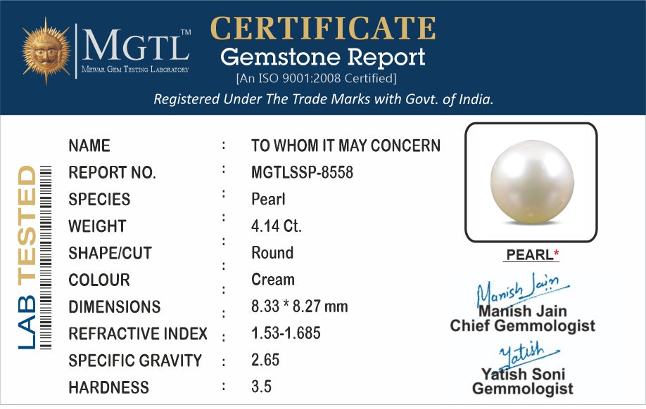 South Sea Pearl - 3.48 Carats (Moti - 3.79 Ratti)