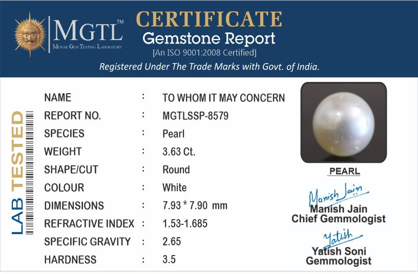 South Sea Pearl - 3.63 Carats (Moti - 3.96 Ratti)
