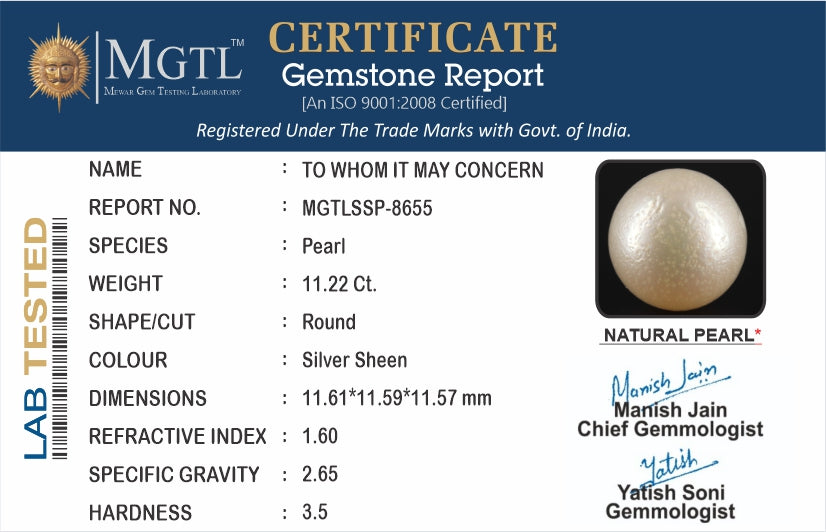 South Sea Pearl - 11.22 Carats (Moti - 12.23 Ratti)