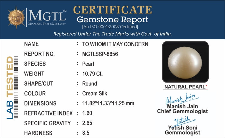 South Sea Pearl - 10.79 Carats (Moti - 11.76 Ratti)