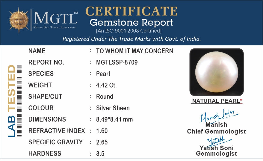 South Sea Pearl - 4.42 Carats (Moti - 4.82 Ratti)